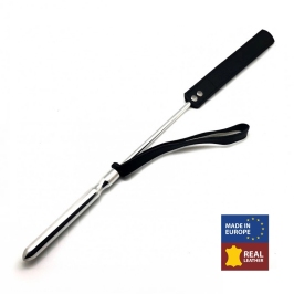 Red Leather Whip 52 cm Black/Silver - European Craftsmanship