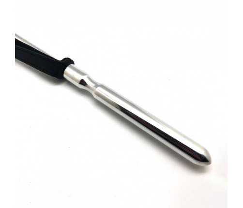 Red Leather Whip 52 cm Black/Silver - European Craftsmanship