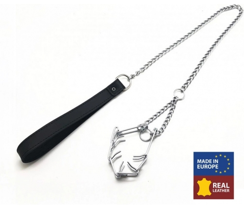 Red Leather Choker Black/Silver 64cm - Leather & Metal Design