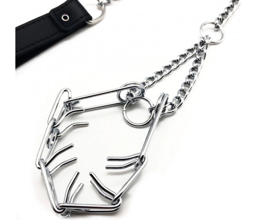 Red Leather Choker Black/Silver 64cm - Leather & Metal Design