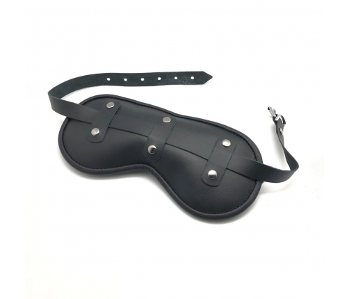 Red Leatherr Eye Mask Black - Adjustable Padded Model, 26x12 cm