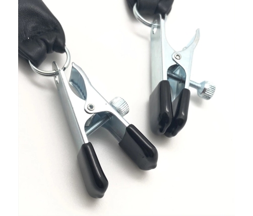 Red Leather Chest Clamp Set with Vegetable-Tanned Leather Weights 2x80g Black/Silver