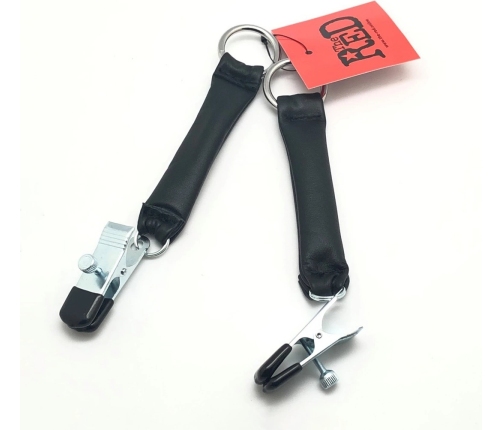 Red Leather Chest Clamp Set with Vegetable-Tanned Leather Weights 2x80g Black/Silver