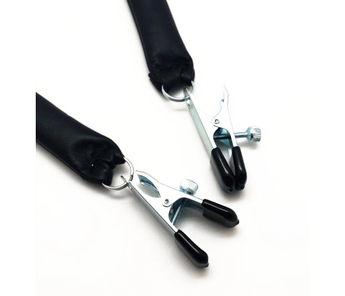 Red Leather Chest Clamp Set with Vegetable-Tanned Leather Weights 2x80g Black/Silver