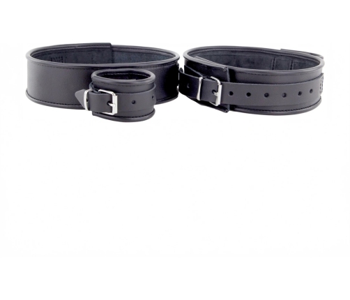 Red Leather Restraint Set Black - Thigh and Hand Adjustable Straps