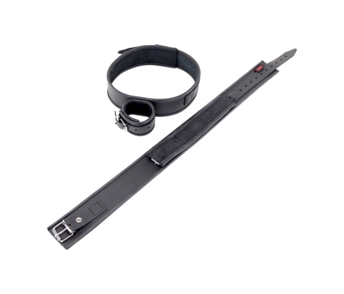 Red Leather Restraint Set Black - Thigh and Hand Adjustable Straps