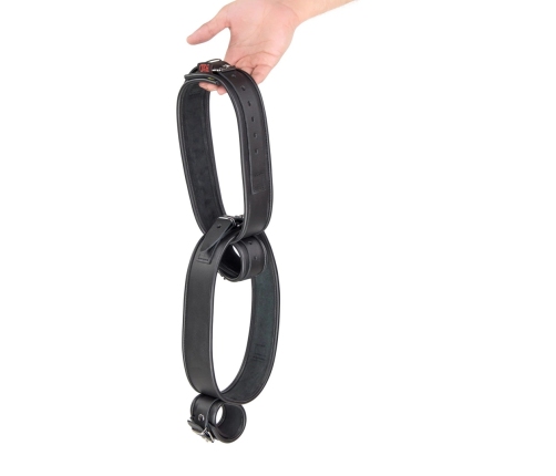 Red Leather Restraint Set Black - Thigh and Hand Adjustable Straps