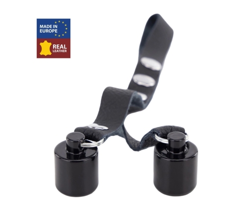 Red Leather Ballstretcher Adjustable Double 2x50g Black