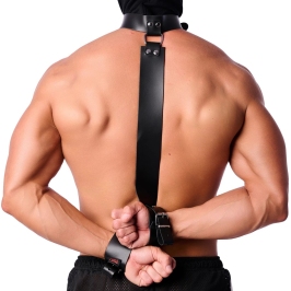 Red Leather Restraint Collar for Hands - Black, Adjustable Fit