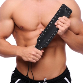 Red Leather Impact Paddle Black 38cm with 37 Metal Accents