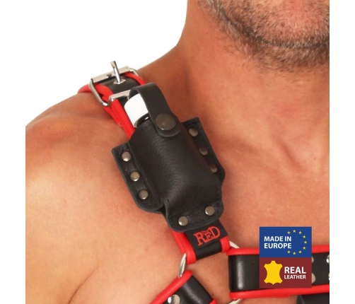 Red Leather Aroma Bottle Holder Black Leather for Harness 24/30ml