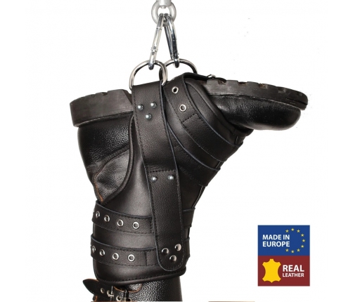 Red Leather Leather Leg Suspension Straps Set Black, 2 Pieces, 130kg Load