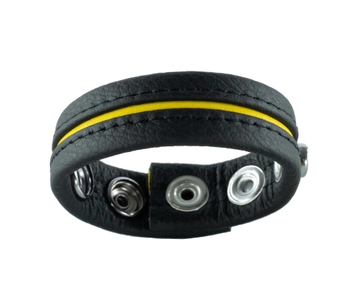 Red Leather Adjustable Leather Ring Yellow - 22mm Wide, Custom Fit, EU Made