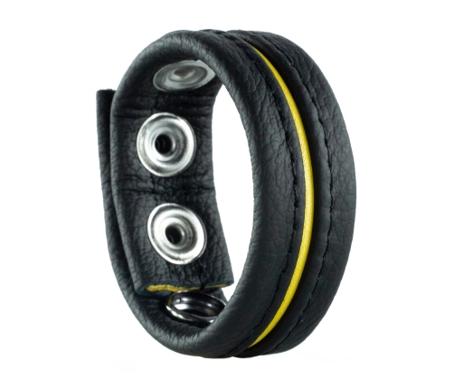 Red Leather Adjustable Leather Ring Yellow - 22mm Wide, Custom Fit, EU Made