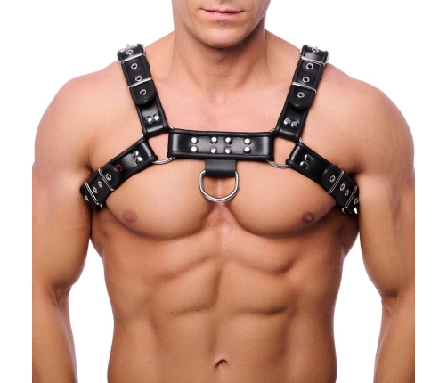 Red Leather Premium Leather Harness S/M Adjustable Straps Black