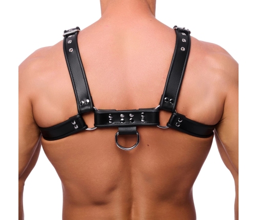 Red Leather Leather Harness L/XL Adjustable Black Cowhide Straps