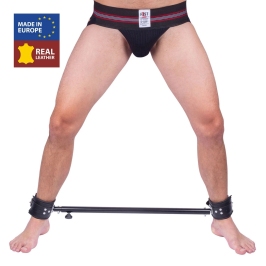 Red Leather Metal Bar & Leather Restraint System 65-120cm Black