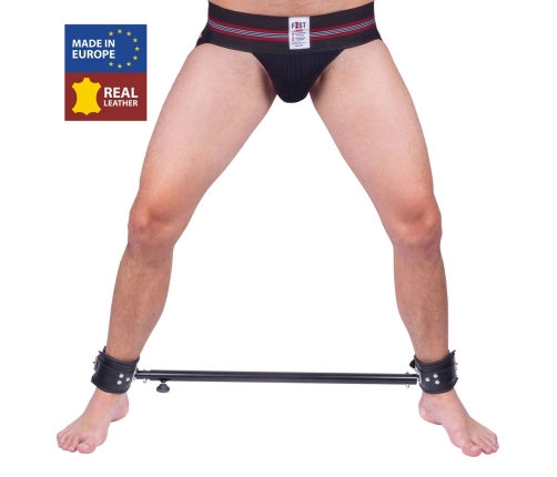 Red Leather Metal Bar & Leather Restraint System 65-120cm Black