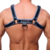 Red Leather Premium Leather Harness L/XL Black/Blue - Adjustable Strap System