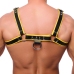 Red Leather Premium Leather Harness L/XL Black-Yellow Adjustable Straps