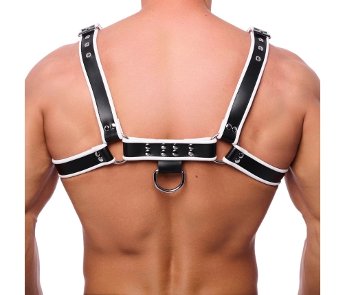 Red Leather Premium Leather Harness L/XL Adjustable Black & White Design