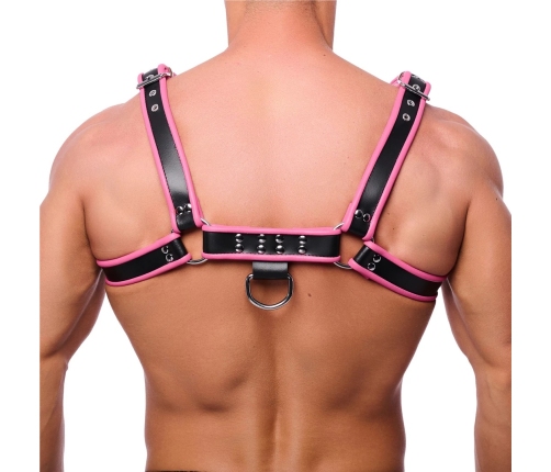 Red Leather Close Premium Leather Harness S/M Adjustable Black & Pink
