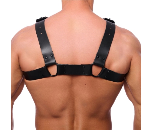 Red Leather Bulldog Leather Harness L/XL Adjustable Black Genuine Leather