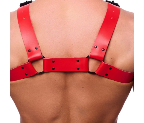 Red Leather Bulldog Leather Harness L/XL Adjustable Red Cowhide