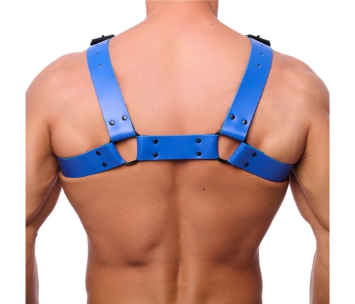 Red Leather Bulldog Leather Harness S/M Adjustable Blue Genuine Cowhide