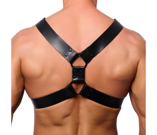 Red Leather Leather Harness L/XL Black - Vegetable-Tanned Cowhide, 4cm Wide