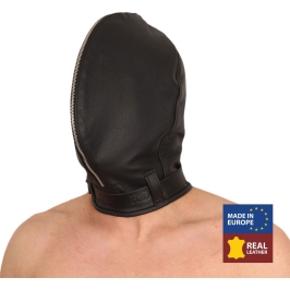 Red Leather Premium Leather Balaclava Black - Vegetable-Tanned European Model