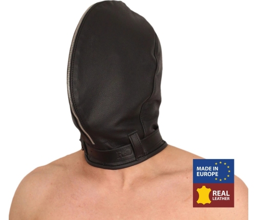 Red Leather Premium Leather Balaclava Black - Vegetable-Tanned European Model