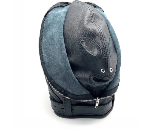 Red Leather Premium Leather Balaclava Black - Vegetable-Tanned European Model