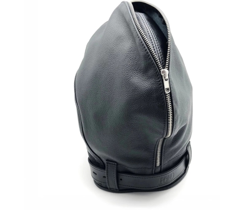 Red Leather Premium Leather Balaclava Black - Vegetable-Tanned European Model