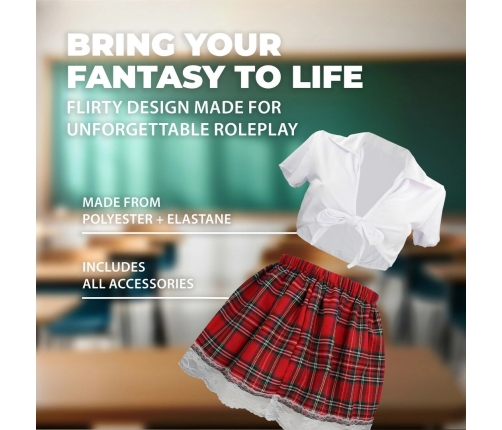 Shots Schoolgirl Costume S/M White - Pleated Skirt & Fitted Blouse Set