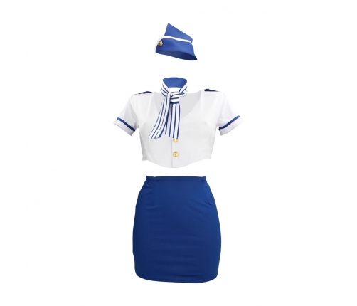 Obsessive Stewardess Uniform Set S/M Blue & White Flight Attire
