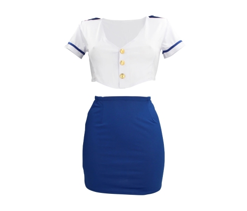 Obsessive Stewardess Uniform Set S/M Blue & White Flight Attire