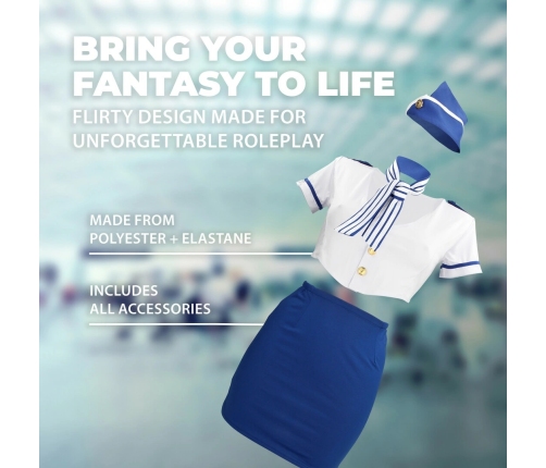 Obsessive Stewardess Uniform Set S/M Blue & White Flight Attire