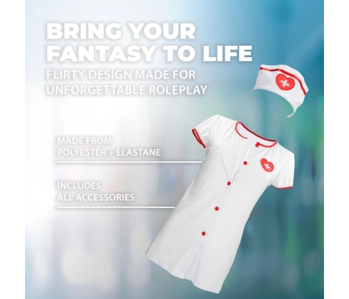 Svenjoyment Nurse Costume S/M White - Dress & Headpiece Set