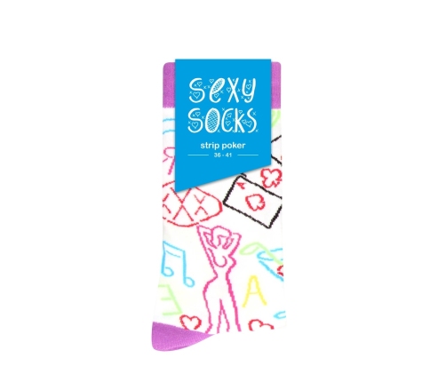 SHOTS Strip Poker Socks US 2-7.5 / EU 36-41 Fun Pattern Cotton