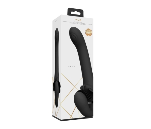 Satu - Pulse-Wave and Vibrating Strapless Strapon - Black