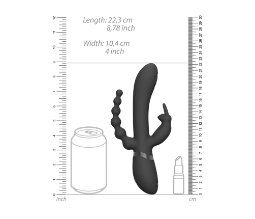 Rini - Pulse Wave  Vibrating Double Penetration Rabbit - Black