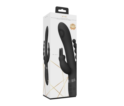 Rini - Pulse Wave  Vibrating Double Penetration Rabbit - Black
