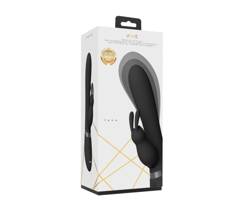 Taka - Inflatable and Vibrating Rabbit Vibrator - Black