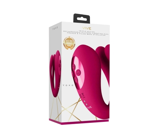 Yoko - Triple Action Vibrator Dual Prongs with Clitoral Pulse Wave