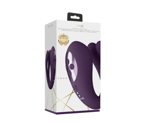 Yoko - Triple Action Vibrator Dual Prongs with Clitoral Pulse Wave