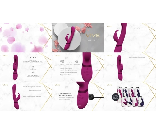 Mika - Triple Motor - Vibrating Rabbit with Innovative G-Spot Flapping Stimulator - Pink