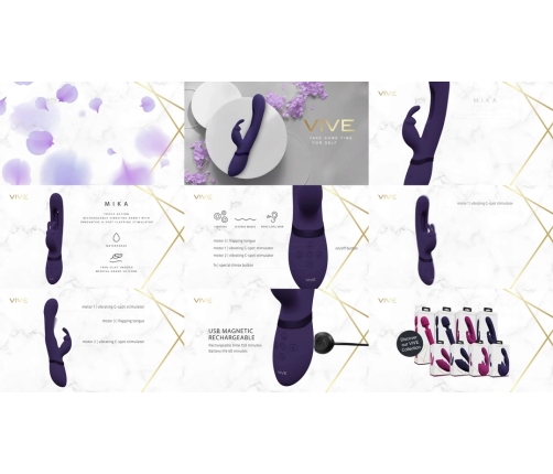 Mika - Triple Motor - Vibrating Rabbit with Innovative G-Spot Flapping Stimulator - Purple