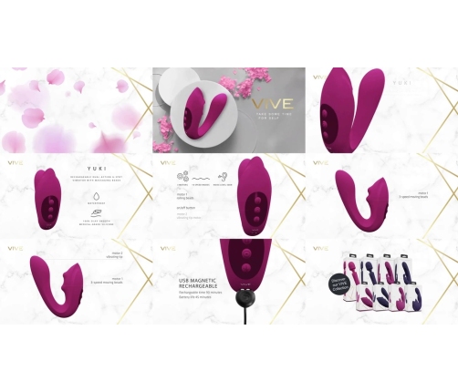 Yuki - Dual Motor G-Spot Vibrator with Massaging Beads - Pink