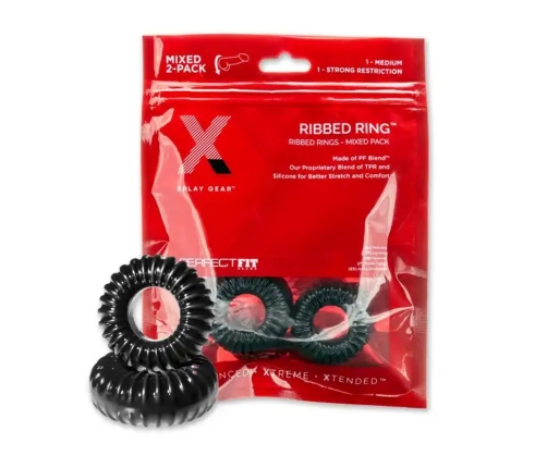 PF Blend Premium Stretch Ribbed Ring Slim - Cockring Set